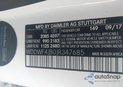 2018 Mercedes-Benz C 300 from USA, damaged, VIN WDDWF4JB0JR347685